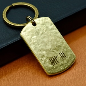 Personalized Bronze 8th Anniversary Keychain: Tally Mark Gift