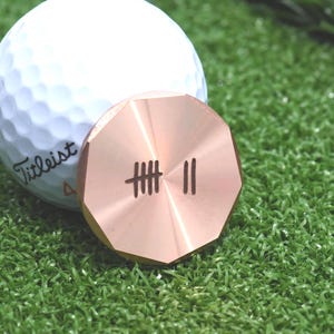 7 Years Wedding Anniversary Copper Golf Ball Marker Gift Husband Golf Accessories Love 7th Anniversary Tally Marks Handmade Copper Engraved