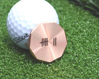 7 Years Wedding Anniversary Copper Golf Ball Marker Gift Husband Golf Accessories Love 7th Anniversary Tally Marks Handmade Copper Engraved