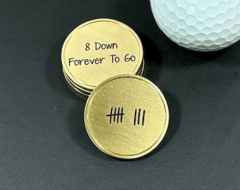 8th Anniversary Bronze Gift For Him Personalized Golf Ball Marker With Eight Tally Marks Unique Anniversary Tradition Handcrafted Keepsake