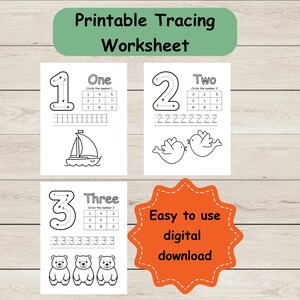 Fun number tracing worksheet for kids, Printable number worksheet, Preschool, Kindergarten and Homeschool printable, Number recognition,