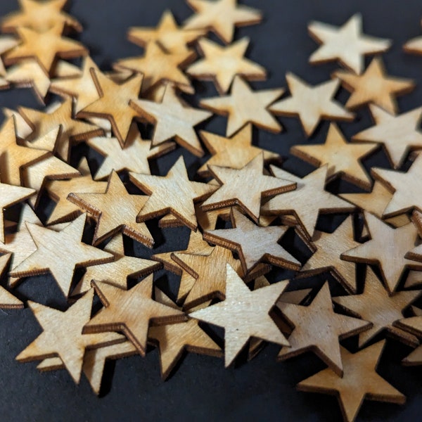Wood Star Cutout Pieces for DIY Crafts & American Flag, Made in USA Wooden Stars, FREE Shipping