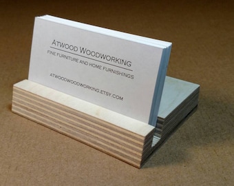 Birch Wood Business Card Holder Office Decor