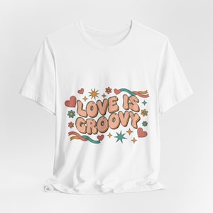 Love Is Groovy T-Shirt | Retro Valentine 70s Love Bubble Font