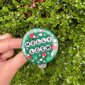 Mushroom Badge Reel, Custom Badge Reel, Nurse Badge Reel, Gifts for Nurses, Nurse Gifts, Glitter Badge Reel, Letter Name Badge Reel
