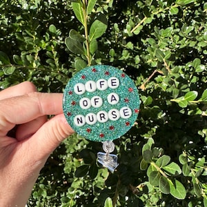 Personalized Badge Reel, Showgirl, Custom Letter Bead, TS