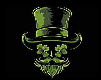 Lucky Leprechaun Beard Machine Embroidery Design – St. Patrick’s Day Hat & Shamrocks, Digital Download for Clothing Gifts, PES DST VP3 JEF