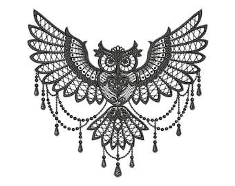 FSL Owl Embroidery Pattern, Beautiful Lace-Style Owl for Machine Embroidery Projects