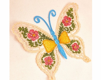 FSL Embroidery Butterfly Design - Machine Embroidery Pattern, Colorful Lace Butterfly, Instant Download, Floral Butterfly Embroidery PES DST