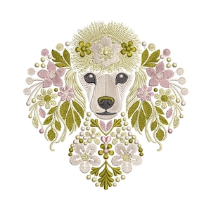 Poodle Embroidery Design, Floral Poodle Machiene Embroidery Design PES, Dog Pattern File, Pet Embroidery, Dog Lover Gift – Instant Download
