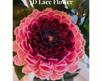 FSL Chrysanthemum Embroidery Design – 3D Lace Flower Embroidery File – Freestanding Lace Flower – Machine Embroidery Floral Decor