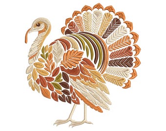 Autumn Turkey Embroidery Design, Perfect for Fall Decor, Thanksgiving, and Gifts, Turkey Pattern PES, Thanksgiving Turkey Embroidery Pattern