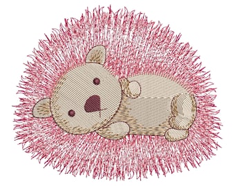 Sleppy Pink Hedgehog Machine Embroidery Design PES, Cute Baby Hedgehog Pattern, Embroidery Pattern for Kids Clothes, Nursery Decor, Quilt