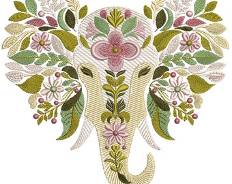 Elephant Embroidery Design, Floral Elephant Machine Embroidery Design, Floral Embroidery, Animal Embroidery Pattern, Instant Download