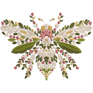Motif de broderie Machine floral abeille : motif insecte nature, motif de broderie abeille PES DST téléchargement immédiat, broderie printemps été PES
