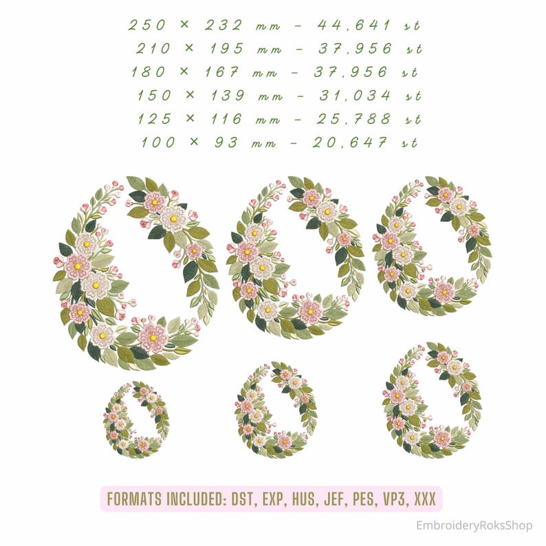 Floral Spring Egg Embroidery Design – Elegant Easter Wreath Egg ...