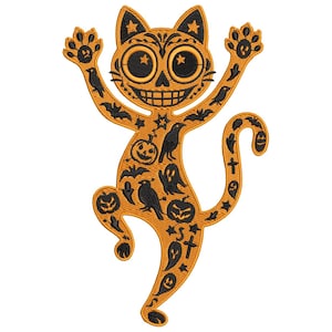 Halloween Cat Embroidery Design: Spooky Skeleton Kitty (PES, DST, EXP & More)