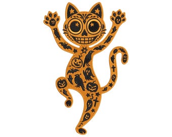 Halloween Cat Embroidery Design: Spooky Skeleton Kitty (PES, DST, EXP & More)