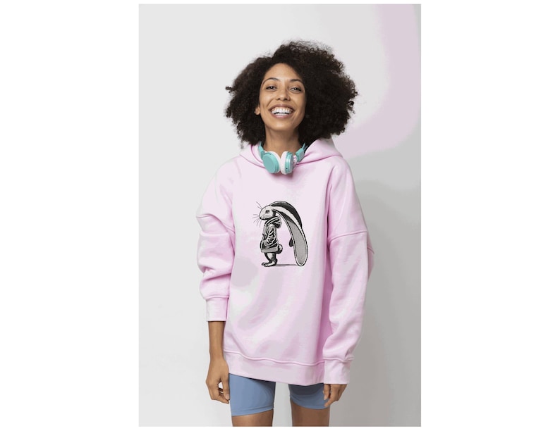 Rabbit Embroidery Design, Trendy Rabbit in Hoodie Embroidery Design, Bunny in Hoodie Machine Embroidery Design, Embroidery for a Hoodie