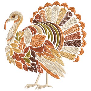 Autumn Turkey Embroidery Design, Perfect for Fall Decor, Thanksgiving, and Gifts, Turkey Pattern PES, Thanksgiving Turkey Embroidery Pattern