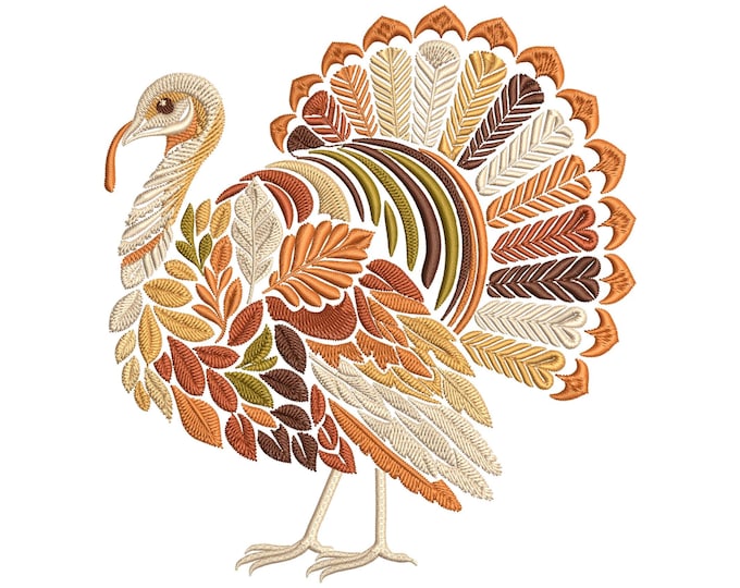 Featured listing image: Autumn Turkey Embroidery Design, Perfect for Fall Decor, Thanksgiving, and Gifts, Turkey Pattern PES, Thanksgiving Turkey Embroidery Pattern