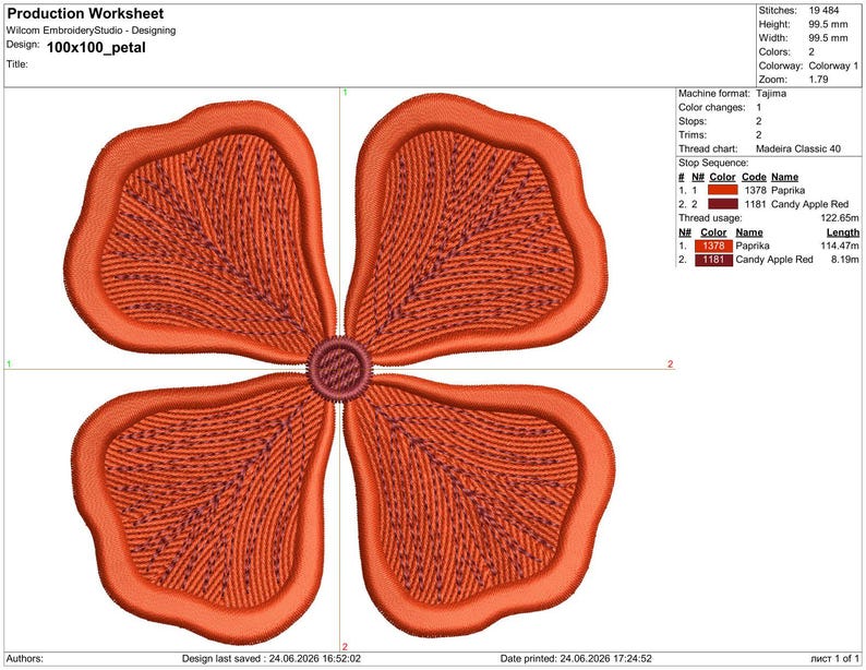 Digital embroidery files needed to create a 3D freestanding lace rose with petals and leaves.
