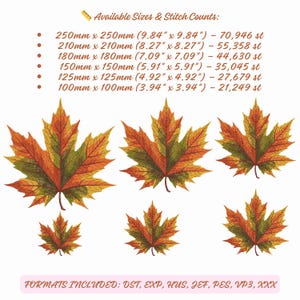 Autumn Maple Leaf Embroidery Design, Perfect for Fall Home Decor & Gifts, High-Quality Embroidery for Any Project! Maple Pattern PES DST EXP