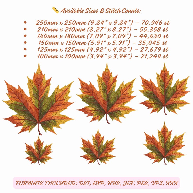 Autumn Maple Leaf Embroidery Design, Perfect for Fall Home Decor & Gifts, High-Quality Embroidery for Any Project! Maple Pattern PES DST EXP