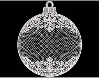 Christmas Ornament Embroidery Design PES, Christmas Bauble Pattern pes, Christmas Ball Lace Pattern, Elegant New Year’s Ball PES DST jef vp3