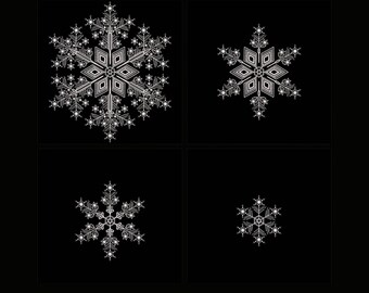 Snowflakes Machine Embroidery Design, Christmas Snowflakes Set in 4 sizes, Christmas Embroidery Design, Instant Download PES DST JEF File