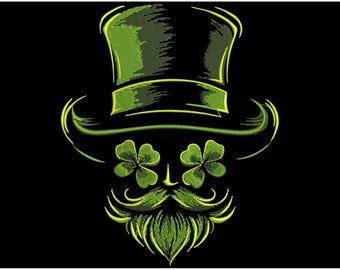 Lucky Leprechaun Beard Machine Embroidery Design – St. Patrick’s Day Hat & Shamrocks, Digital Download for Clothing Gifts, PES DST VP3