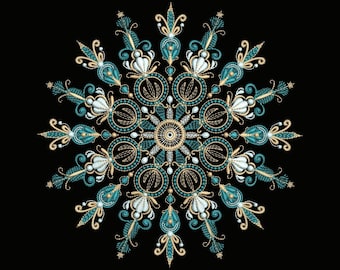 Snowflake Machine Embroidery Design, Intricate Machine Embroidery Snowflake Design PES, Christmas Machine Embroidery, Art Nouveau Snowflake