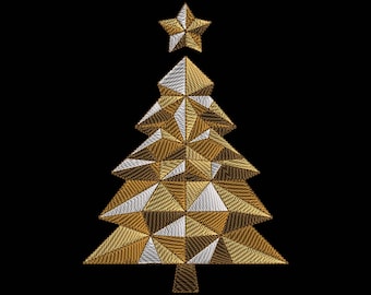 Geometric Christmas Tree Embroidery Design, Christmas Tree Machine Embroidery Design in 8 sizes, Christmas Tree Pattern For Sweatshirt, Gifs