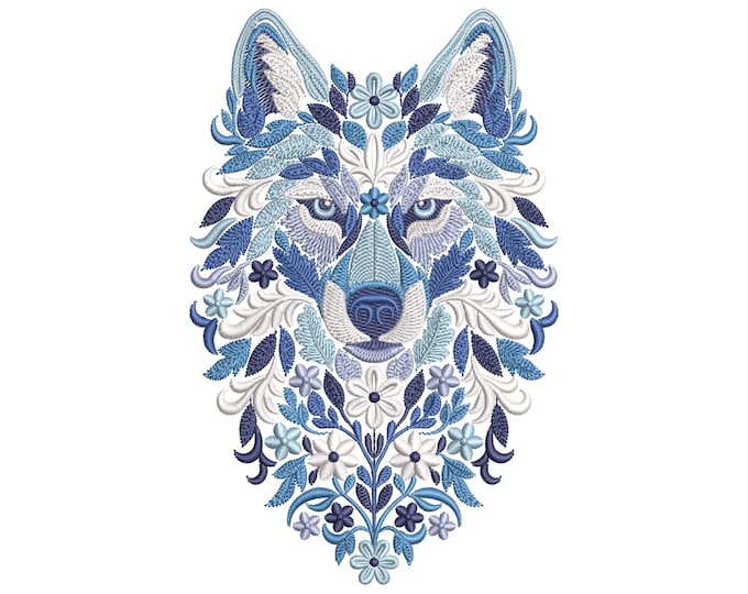 Woff Pattern Winter Wolf Embroidery Design – Machine Embroidery Pattern PES, Floral ...