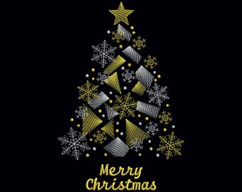 Christmas Tree Embroidery Design, Christmas Tree Embroidery, Christmas Embroidery For A Sweatshirt, Christmas Tree Pattern In 6 Size