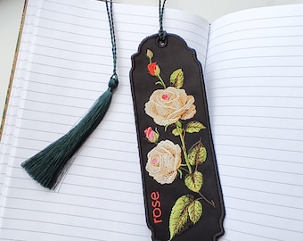 Floral Rose Bookmark Embroidery Design, Machine Embroidery File, 4 Sizes  Rose Embroidery PES DST JEF VP3