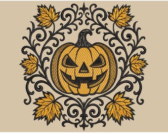 Spooky Jack-o'-Lantern Pumpkin Embroidery Design, Halloween Ghost Pumpkin, Perfect for Fall Projects, Pumpkin PES, Autumn Embroidery File