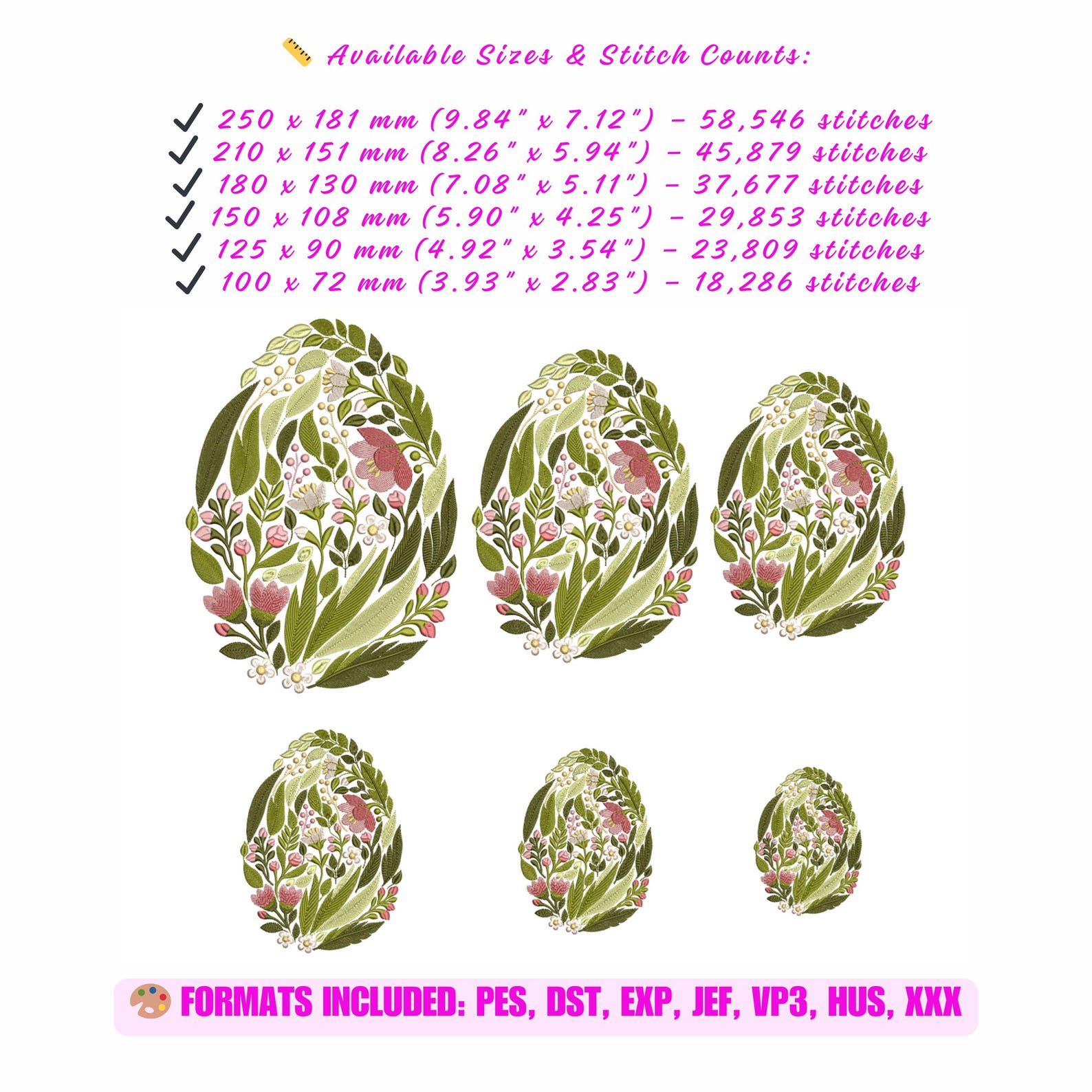 Floral Easter Egg Machine Embroidery Design, Floral Easter Egg ...