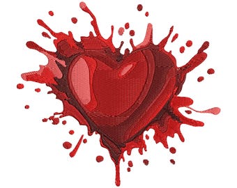 Valentine's Day Embroidery Design, Heart Embroidery File, Heart Pattern, Valentine's Day Splash Heart Embroidery Design, Instant Download