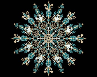 Snowflake Embroidery Design, Intricate Machine Embroidery Snowflake Design, Christmas Machine Embroidery Design, Art Nouveau Snowflake