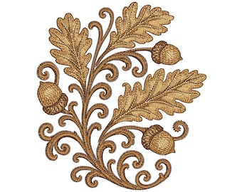 Oak Branch Embroidery Design – Autumn Oak Leaves & Acorns, Fall Machine Embroidery for Seasonal Projects, Instant Download, Oak Pattern PES