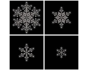 Snowflakes Machine Embroidery Design, Christmas Snowflakes Set in 4 sizes, Christmas Embroidery Design, Instant Download PES DST JEF