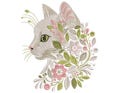 Cute Cat Head Embroidery Design \u2013 Floral Cat Profile Machine Embroidery \u2013 Digital Instant Download, Cat Pattern, Unique Pet Artwork, Cat PES product logo