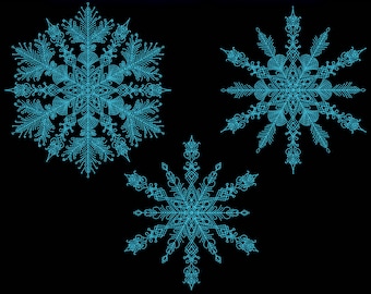 Snowflake Embroidery Design Bundle – 3 Sizes (L, M, S), Chrsitmas Embroidery Design, Snowflake Pattern, Holiday Machine Embroidery File