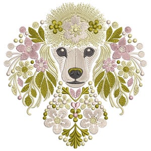 Poodle Embroidery Design, Floral Poodle Machiene Embroidery Design, Dog Pattern File, Pet Embroidery, Dog Lover Gift – Instant Download