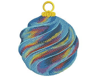 Blue Christmas Ornament – Machine Embroidery Design, Swirl Bauble Pattern, Holiday Decoration Embroidery File, Christmas Pattern PES DST jef