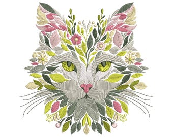 Floral Cat Embroidery Designs for Machine Embroidery – Perfect for T-shirts, Pillows, Bags, and More! Animal Embroidery, Pets Embroidery