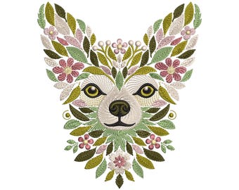 Chihuahua Embroidery Design, Floral Chihuahua Embroidery Design, Chihuahua Machine Embroidery File, Dog Lover Gift, Dog Embroidery Pattern