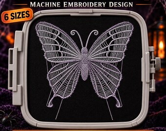 Halloween Spider Web Butterfly Machine Embroidery Design, Spooky Gothic Machine Embroidery Pattern PES, Halloween Pattern For Gothic Clothes