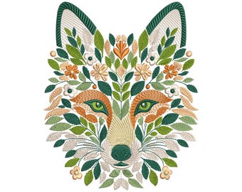 Fox Embroidery Design, Fox Machine Embroidery Pattern – Floral Collection,  Pastel Leaf Animals, Fox Floral Pattern, Instant Download